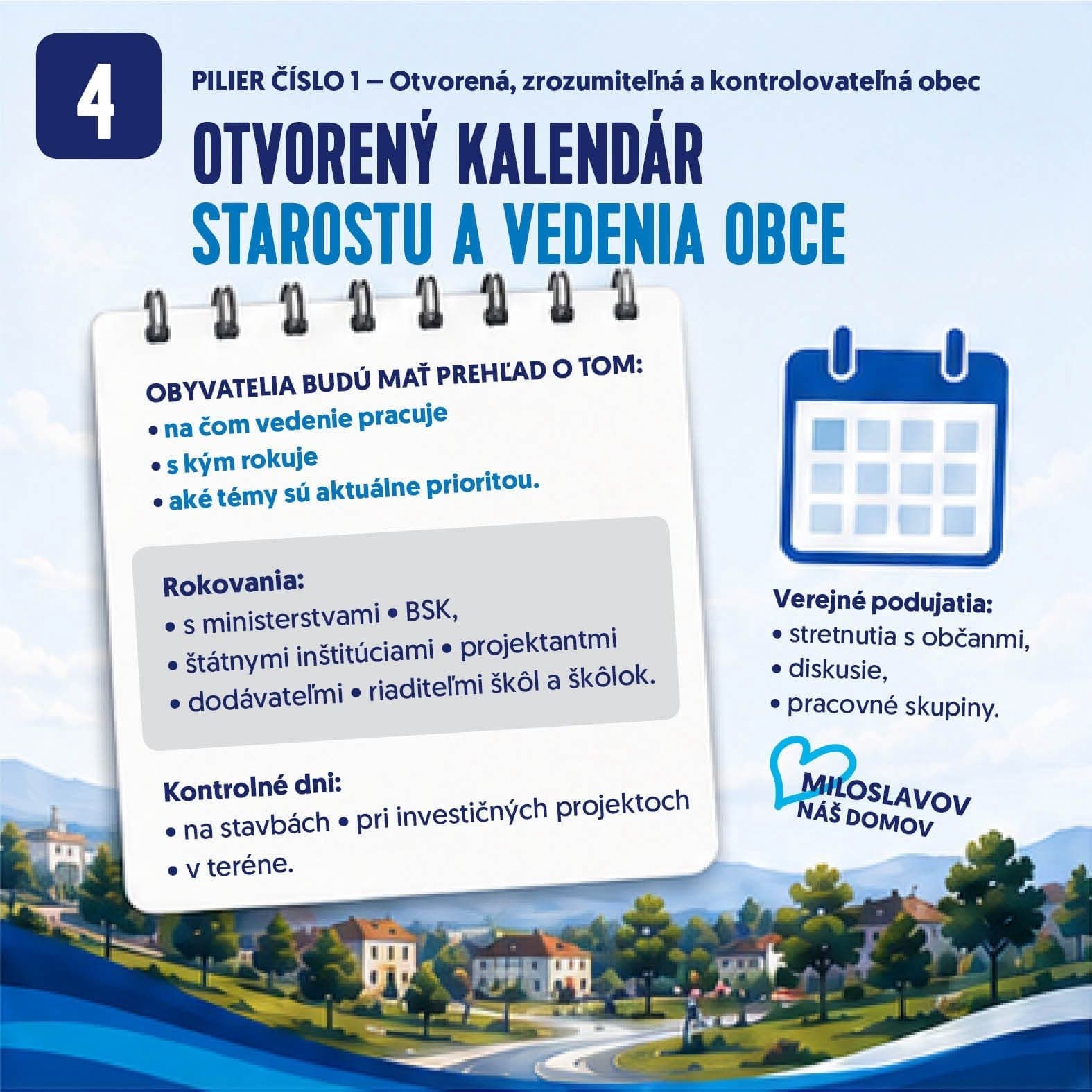 Karta: Otvorený kalendár starostu a vedenia obce